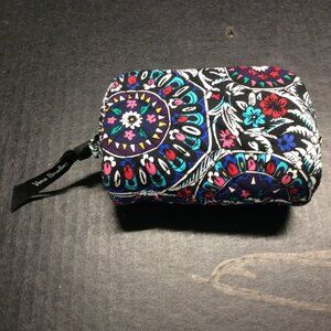 Vera Bradley Case Pouch Cosmetic Bag Plastic Lining 5 x 5 Black Pink Turquoise